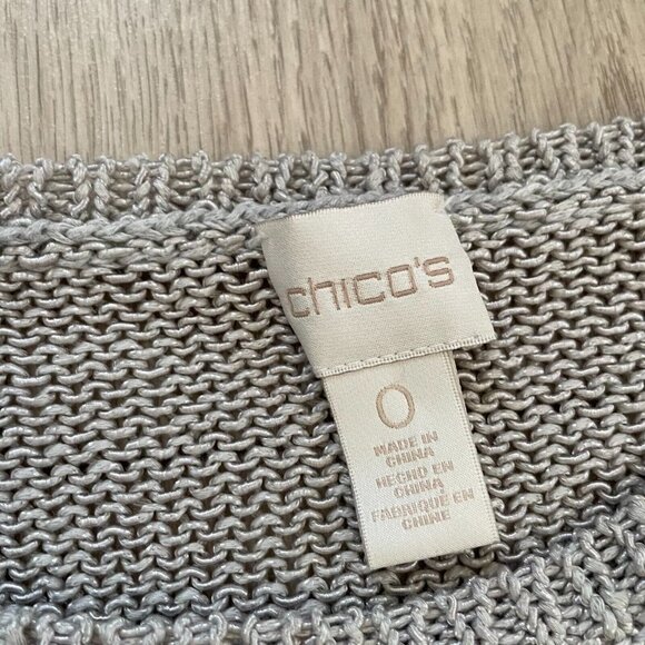 Chico's Women Knit Sweater 3/4 Sleeve Slit Side Asymmetric Hem Neutral Size 0 - Picture 3 of 7